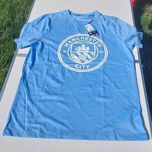 Manchester City Mens Vintage Logo Short Sleeve T-Shirts Size M Light Blue Color